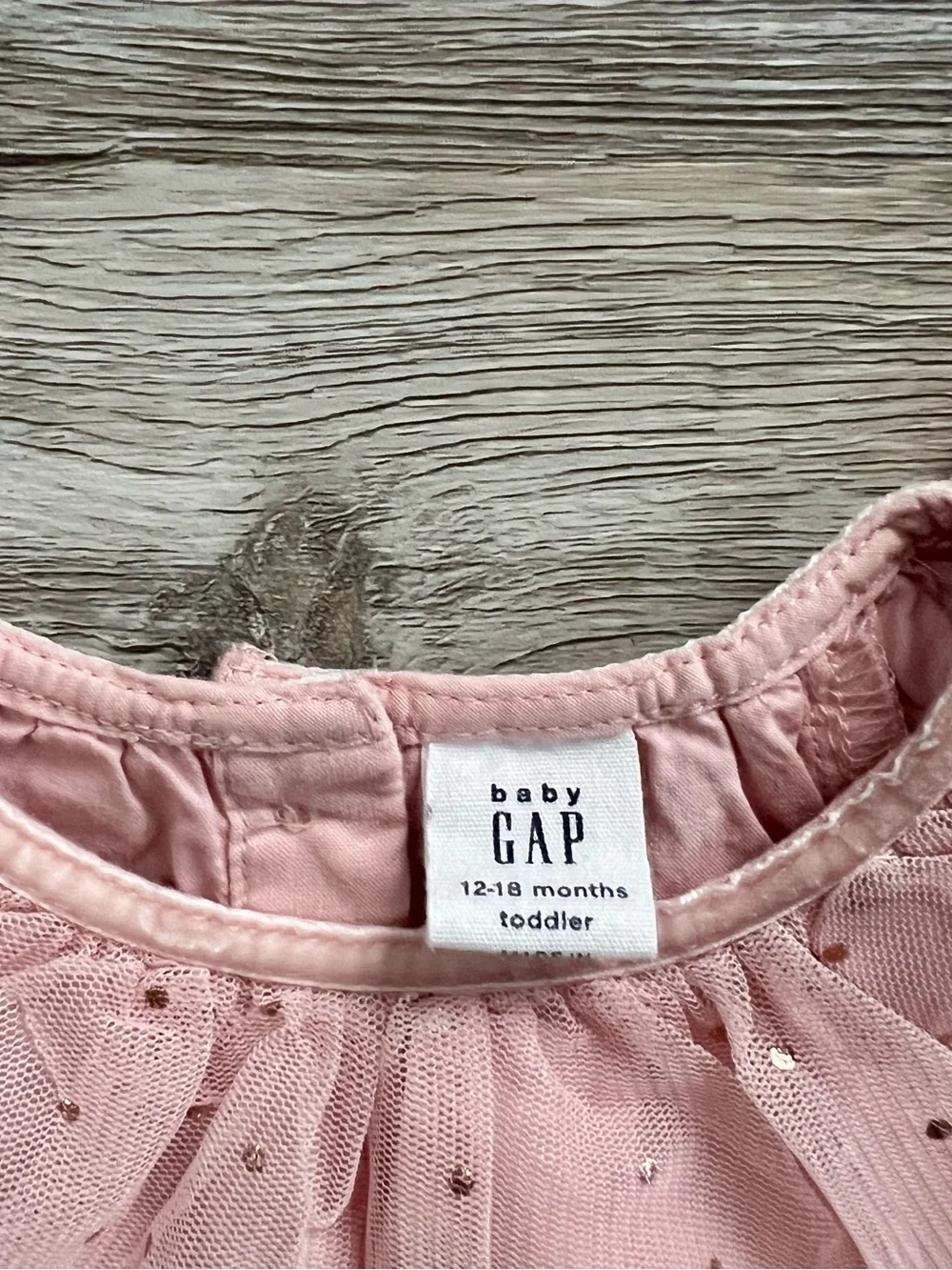 Gap Girls Pink Tiered Tulle Dress with Gold Polka Dots Size 12-18 Months